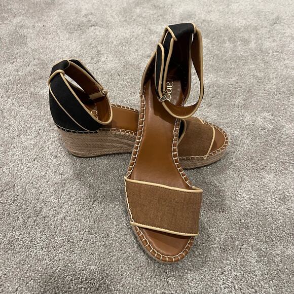 NWT Franco Sarto Women's Strappy Wedge‎ Heel Black and Brown Size 8.5M - Picture 1 of 7